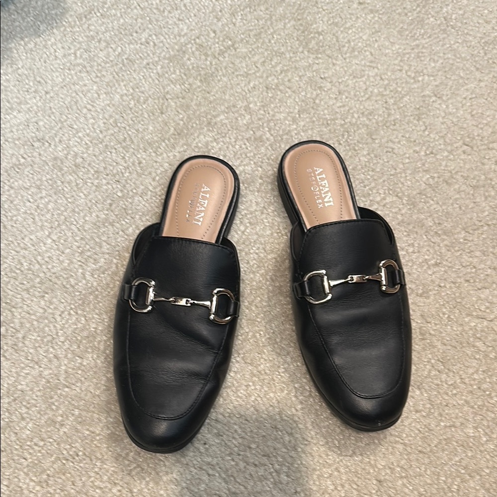 AERIN Black Leather Loafers